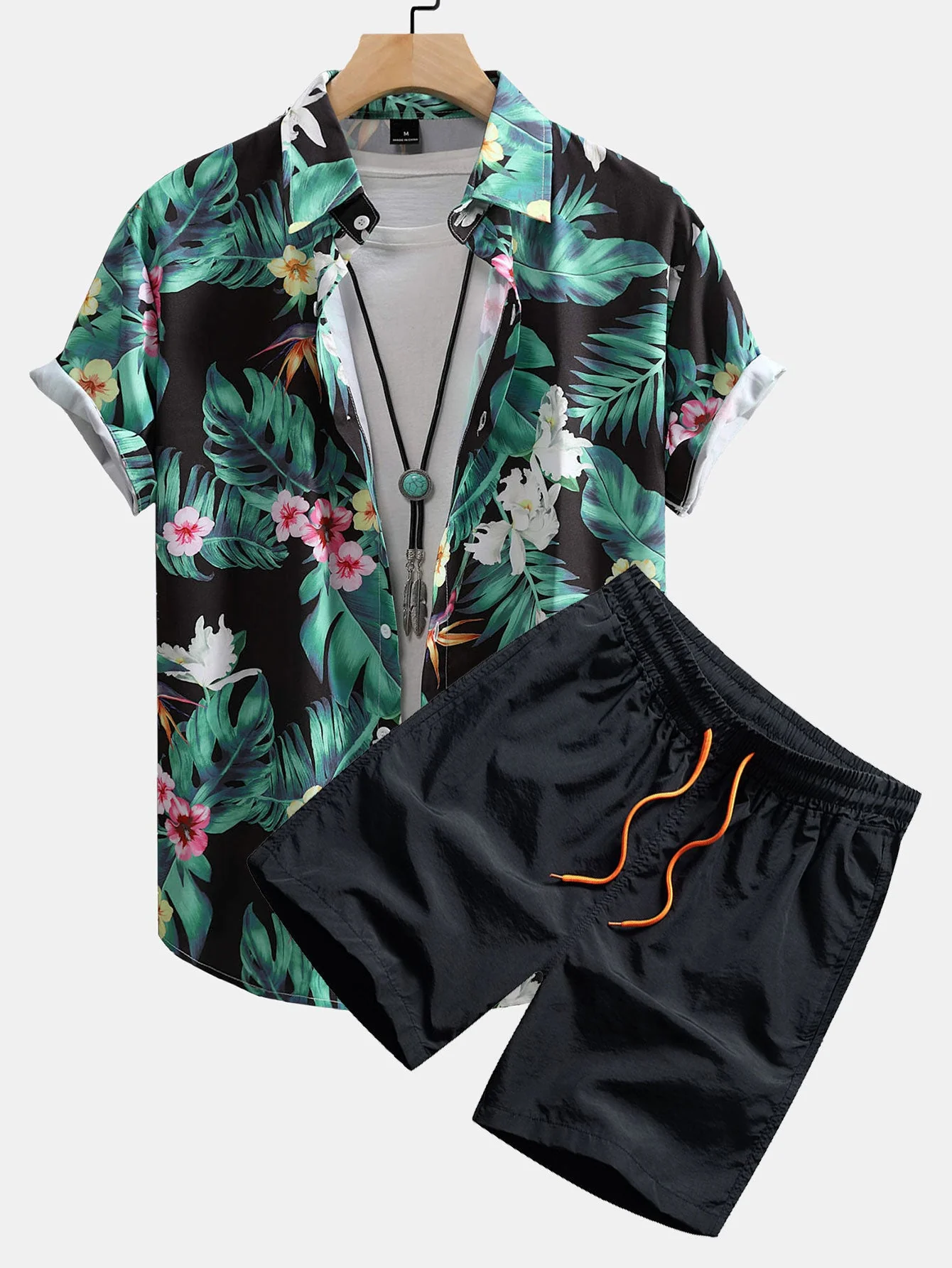 Karl® | Tropical Flowers Print Button Up Shirt & Swim Shorts