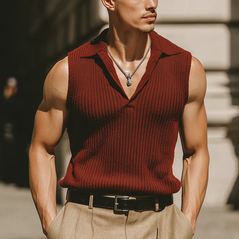 Karl | Men'S Summer Fashion Cool Cotton Knitted Sleeveless Tank Top - Image 2