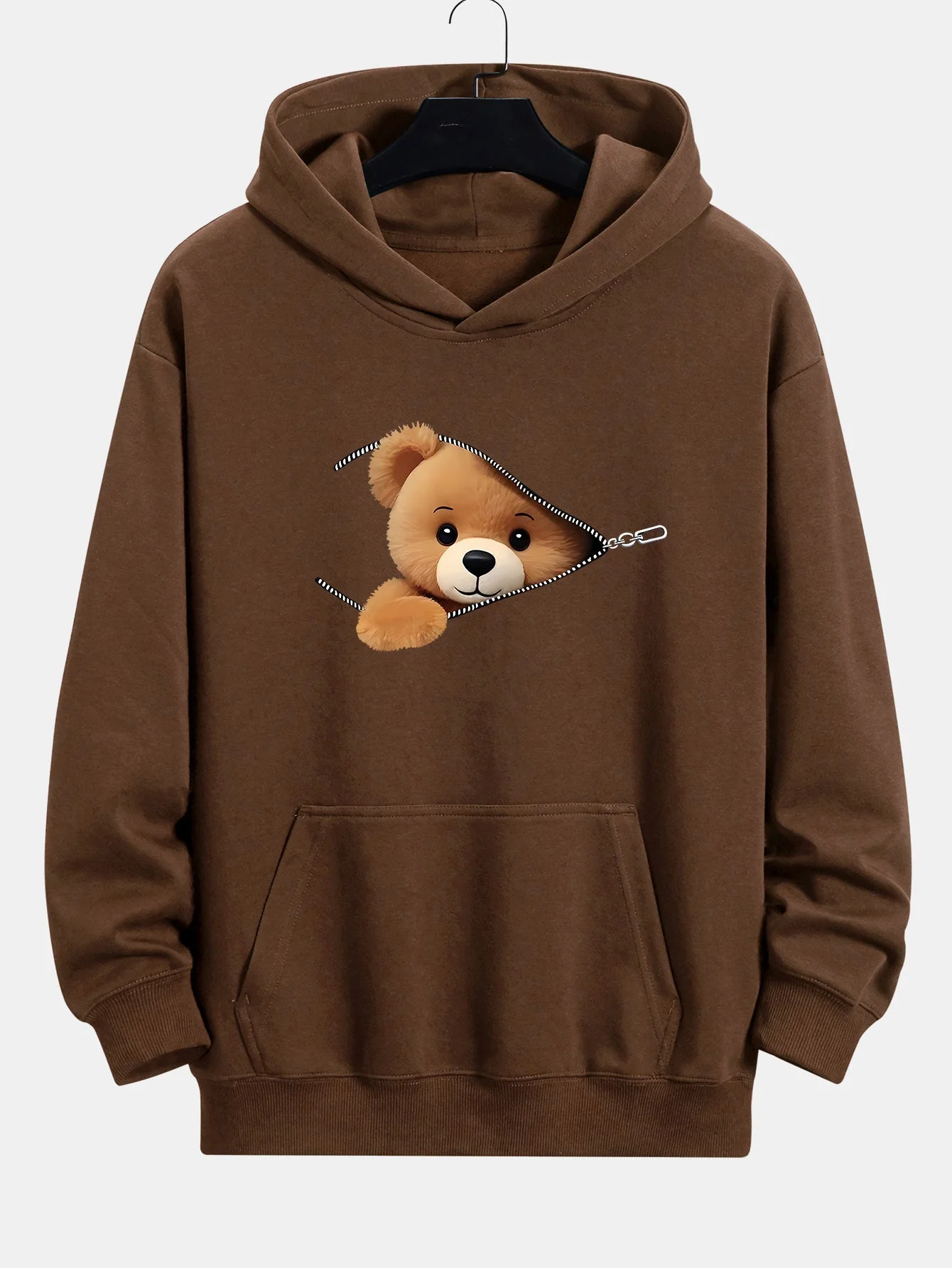 Kellan | Zipper Bear Print Relax Fit Hoodie - Image 3