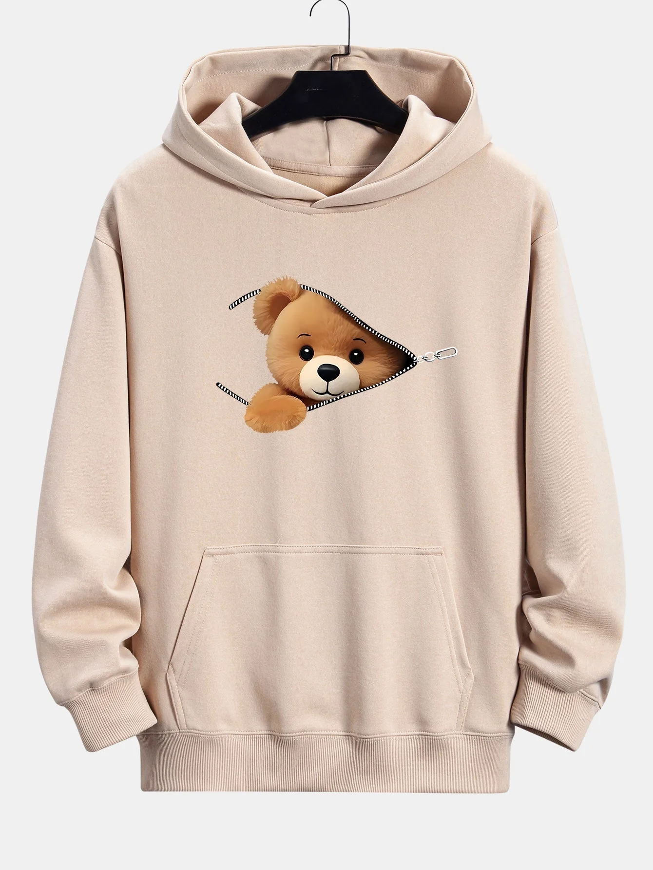 Kellan | Zipper Bear Print Relax Fit Hoodie - Image 4