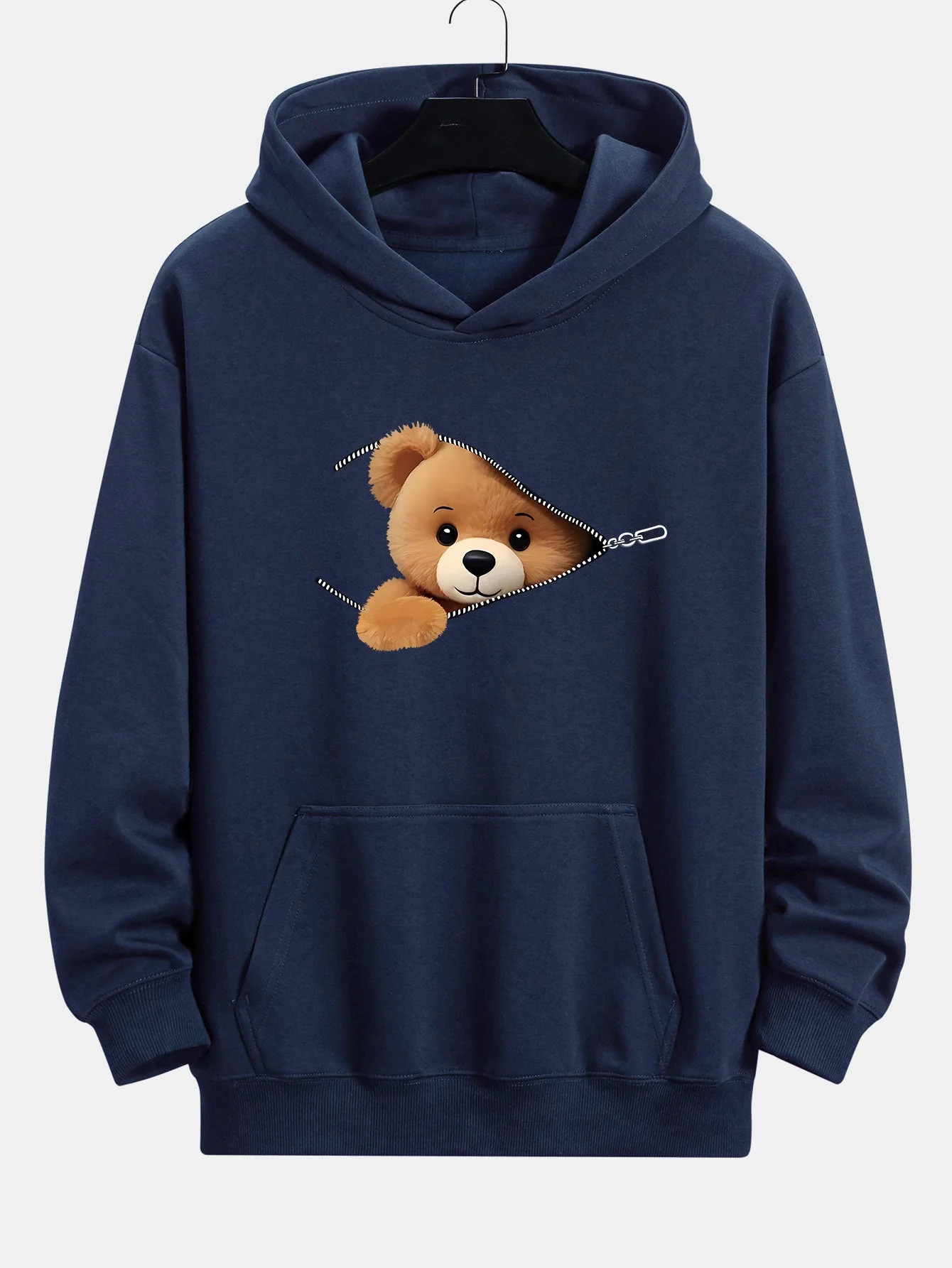 Kellan | Zipper Bear Print Relax Fit Hoodie - Image 5