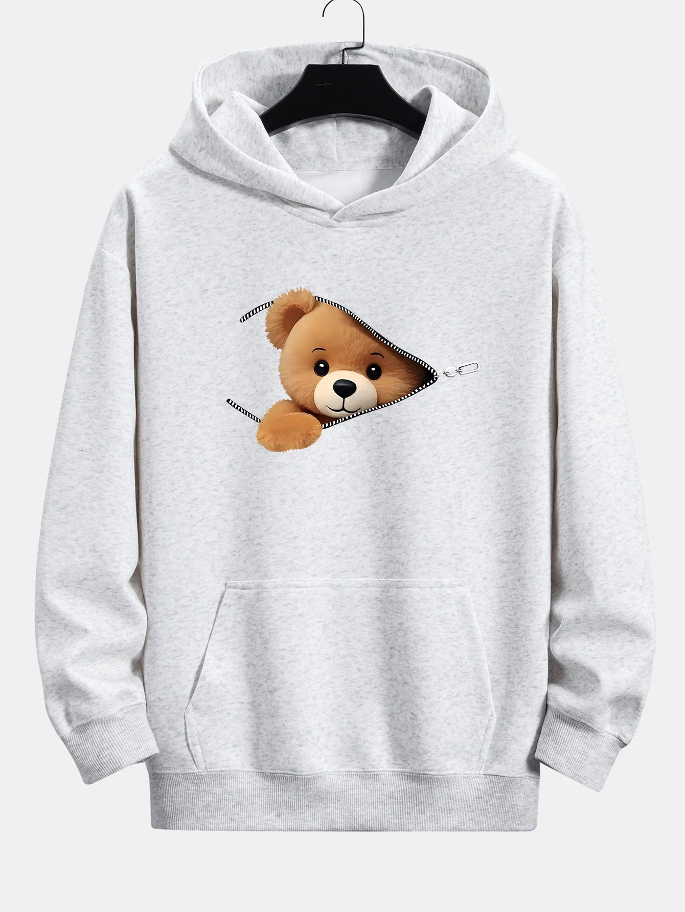 Kellan | Zipper Bear Print Relax Fit Hoodie - Image 8