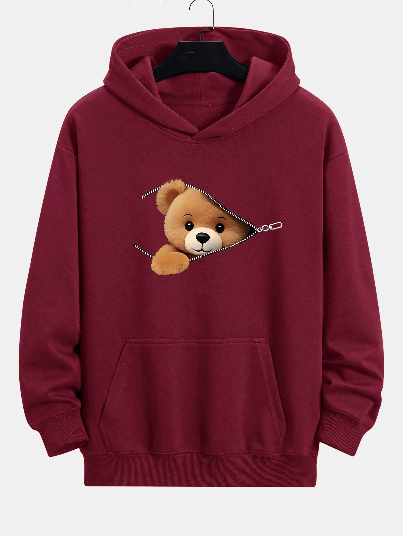 Kellan | Zipper Bear Print Relax Fit Hoodie - Image 9
