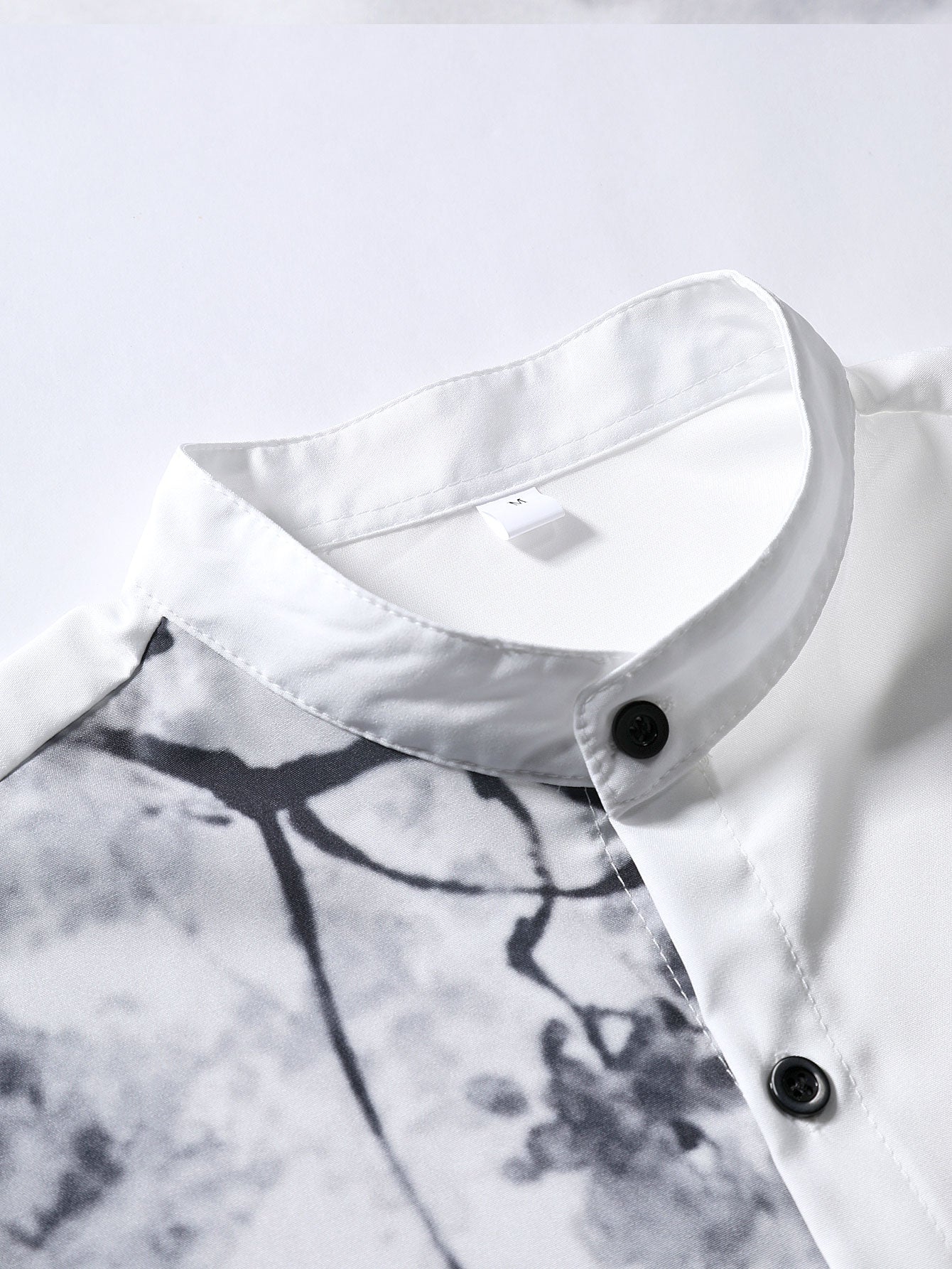 Kenneth® | Traditional Oriental Ink Painting Print Stand Collar Shirt - Image 3