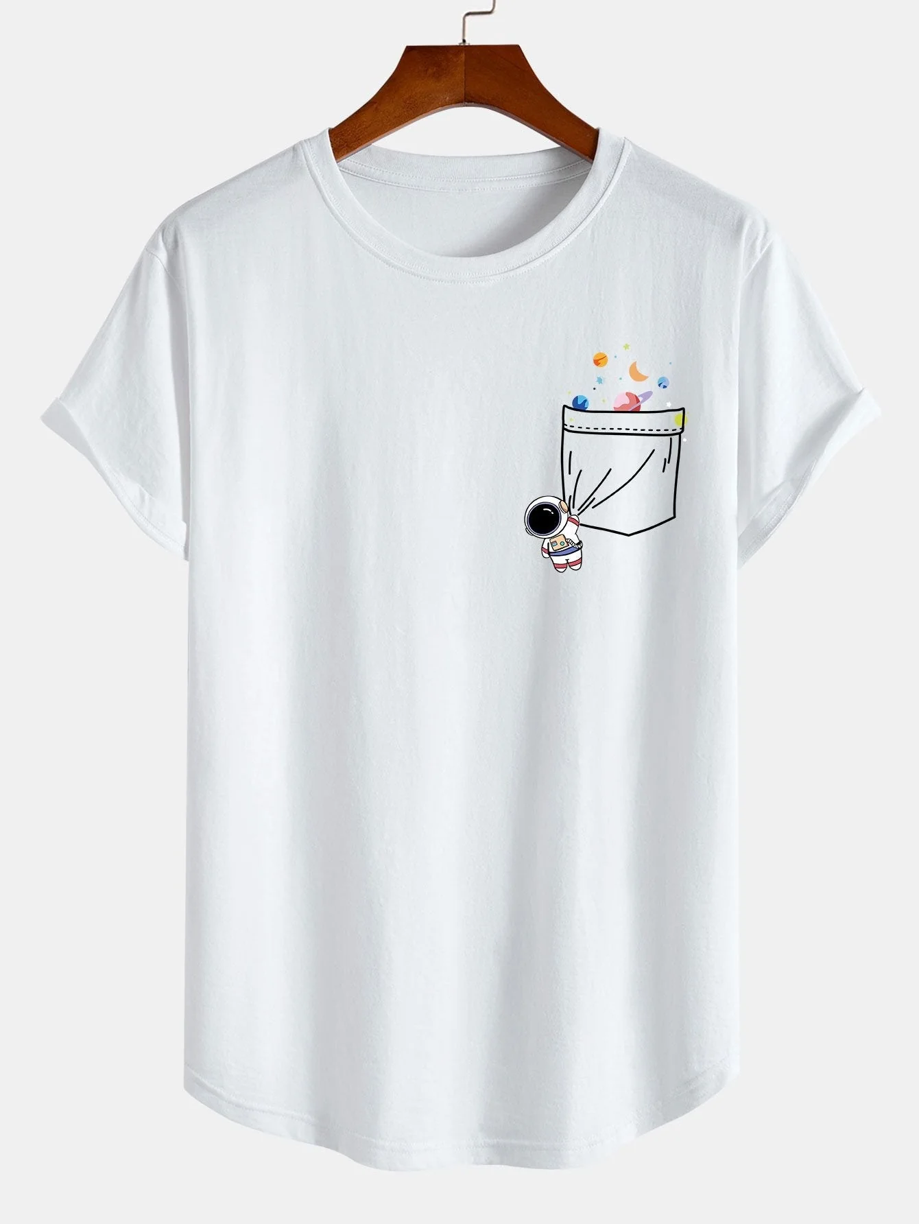 Kilian® | Astronaut Space Pocket Print Cotton Arc Hem T-Shirt - Image 3