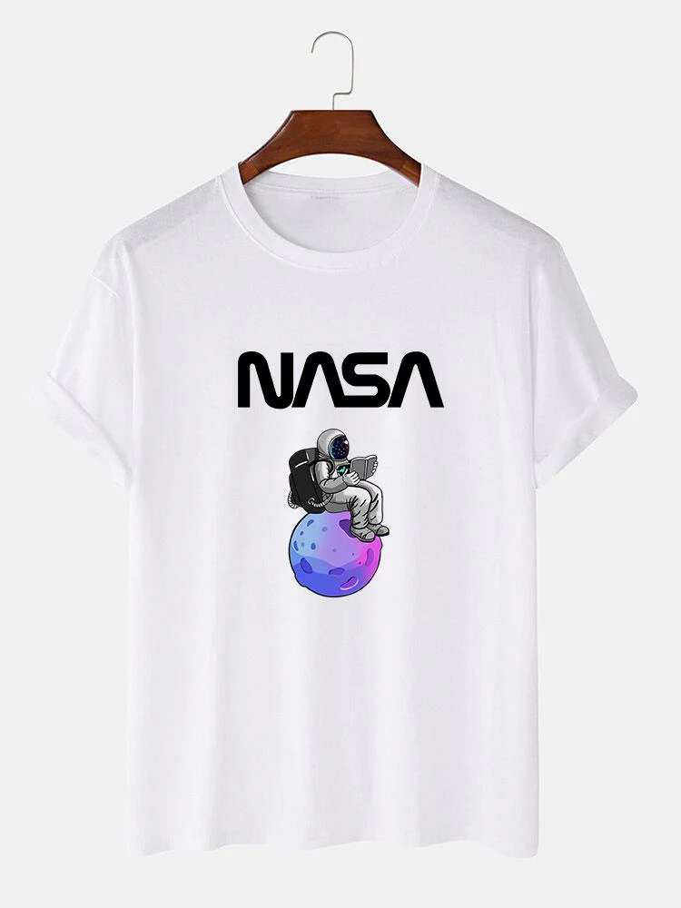 Klaus® | Astronaut Reading Book Print T-Shirt - Image 2