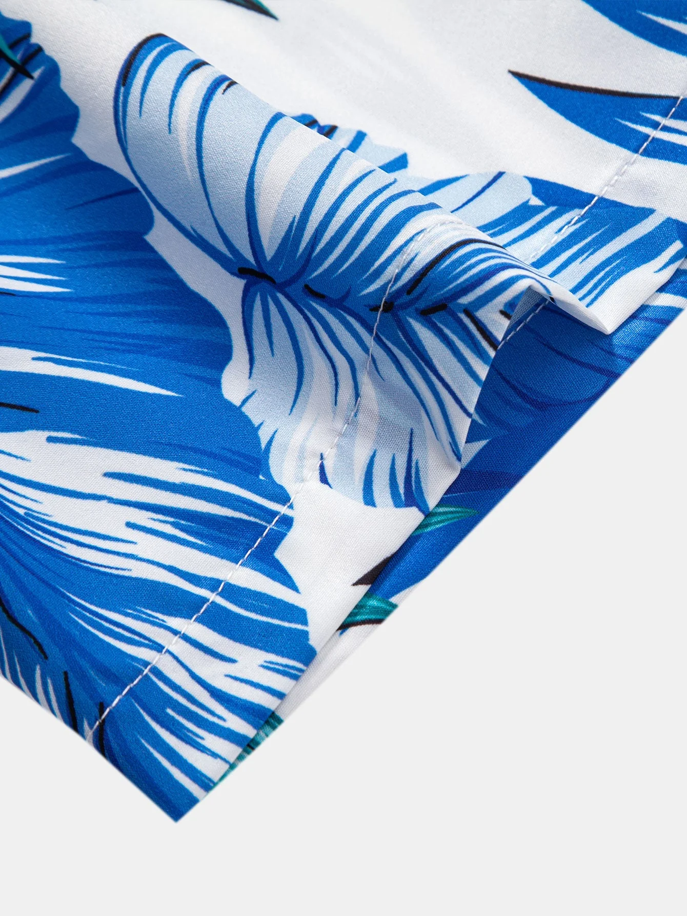 Klaus® | Tropical Leaves Print Button Up Shirt & Man Mid Length Drawstring Swim Shorts - Image 9