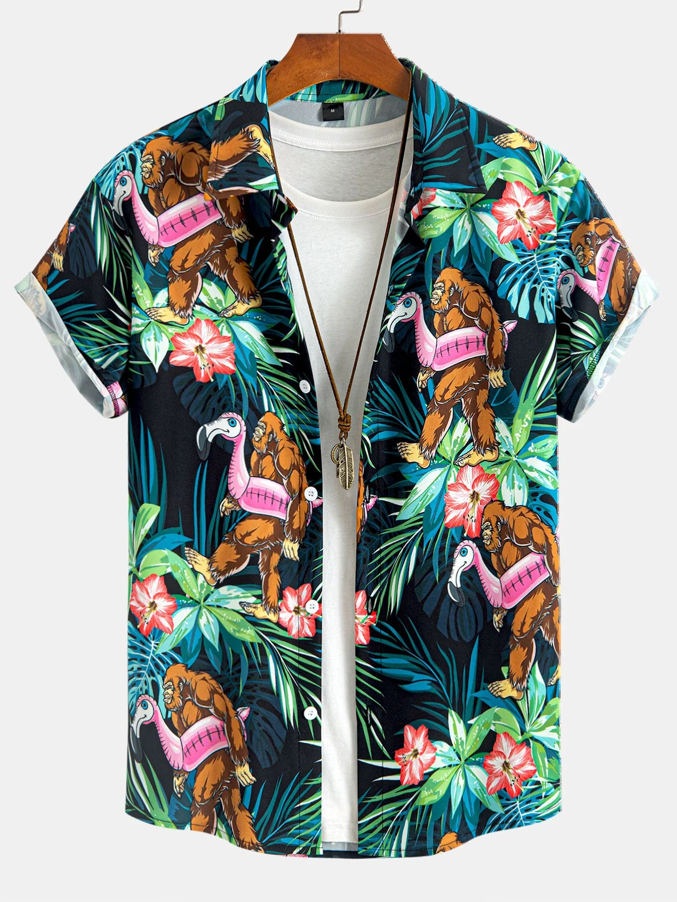 Knox® | Tropical Flamingo Bigfoot Print Button Up Shirt