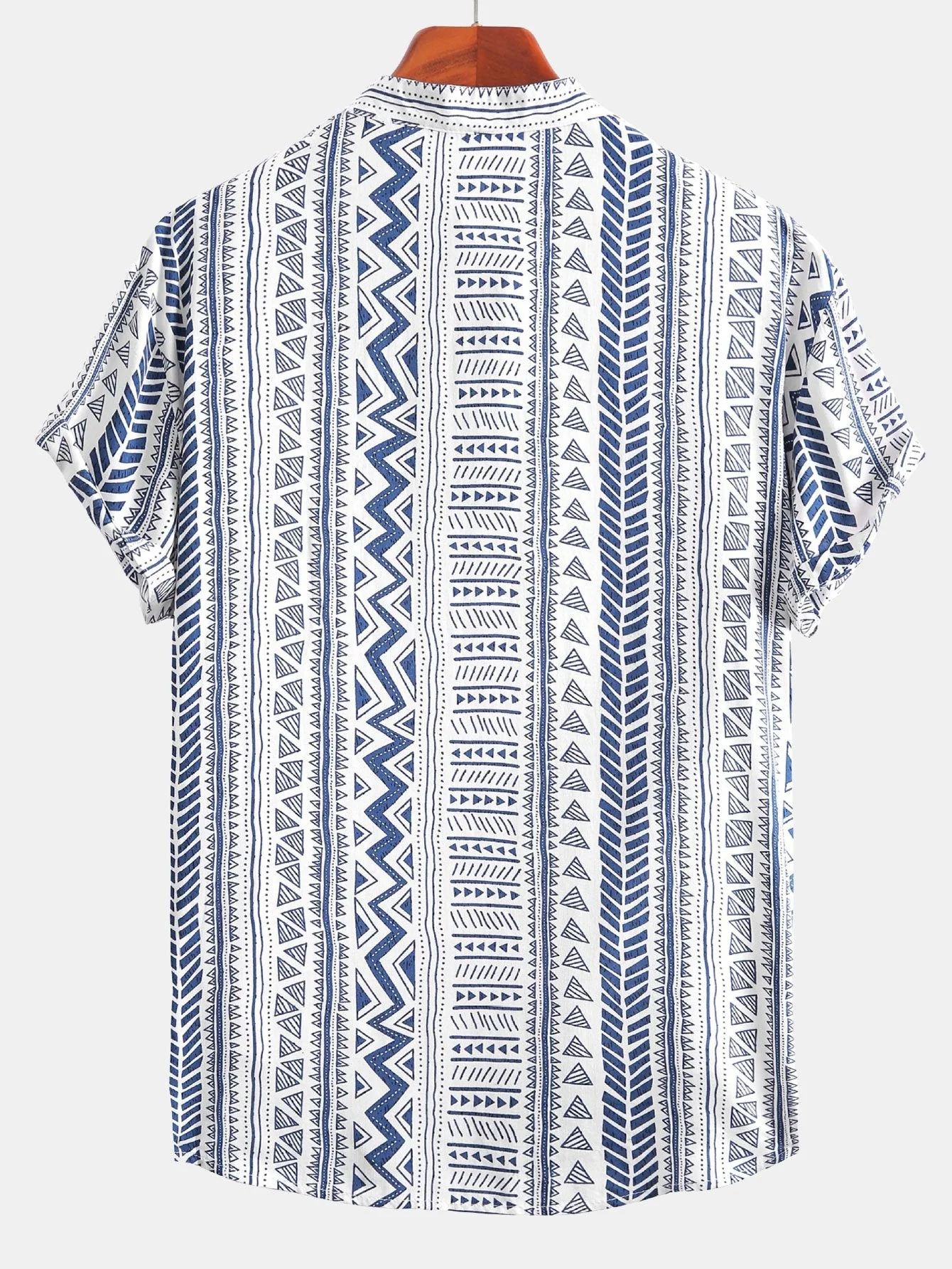 Kolby® | Tribal Geometric Print Half Placket Henley Collar Shirt - Image 4