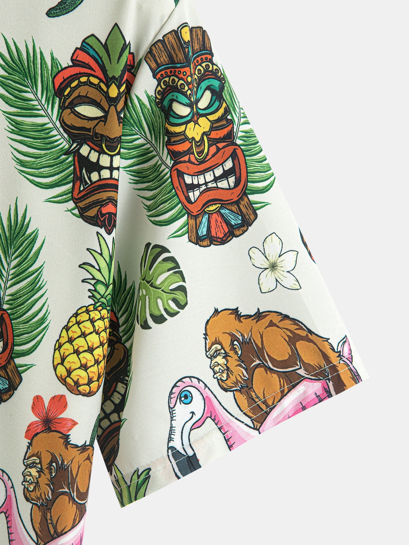 Kristopher® | Tropical Tiki Bigfoot Print Button Up Shirt - Image 4