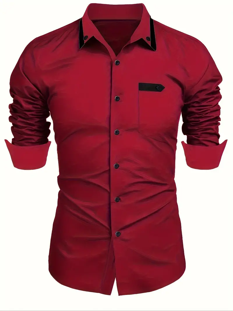 Kruz® | Color Block Long Sleeve Shirt For Men - Image 14