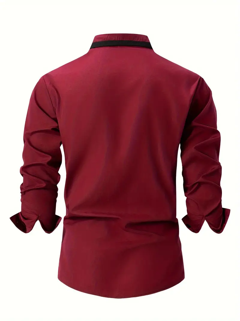 Kruz® | Color Block Long Sleeve Shirt For Men - Image 4