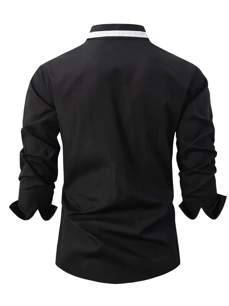 Kruz® | Color Block Long Sleeve Shirt For Men - Image 6