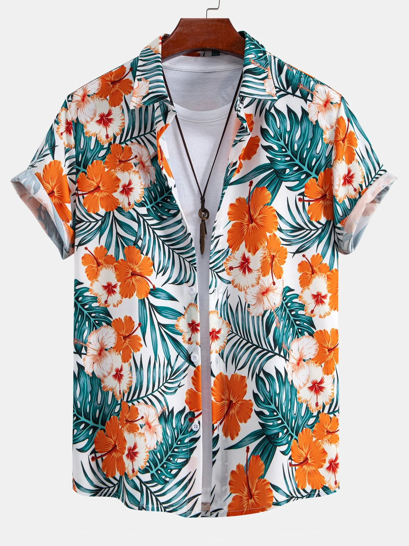 Kyle® | Tropical Flowers Print Button Up Shirt & Drawstring Swim Shorts - Image 3