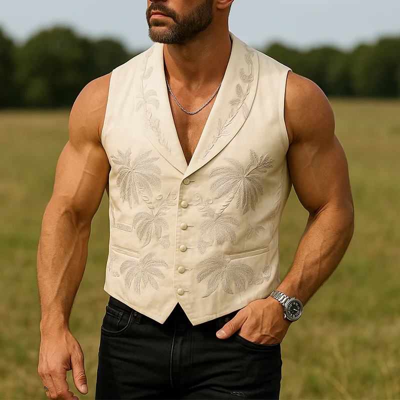 Kyle | Men'S Summer Fashion Embroidery Cotton Blend Sleeveless Vest - Image 2