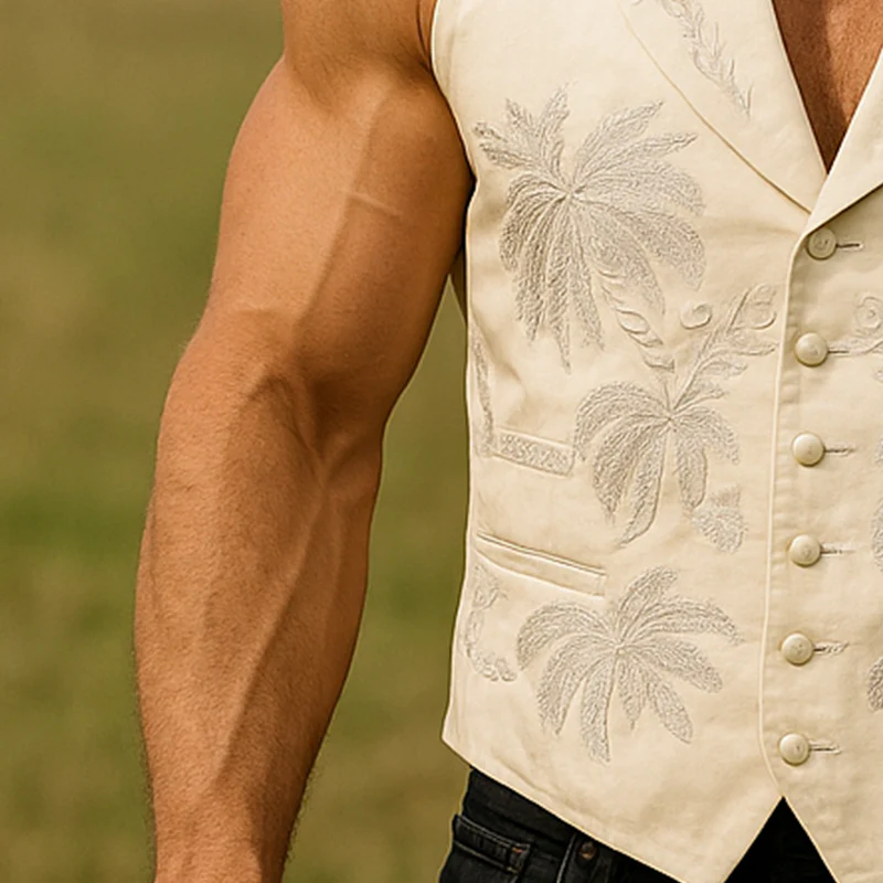 Kyle | Men'S Summer Fashion Embroidery Cotton Blend Sleeveless Vest - Image 3