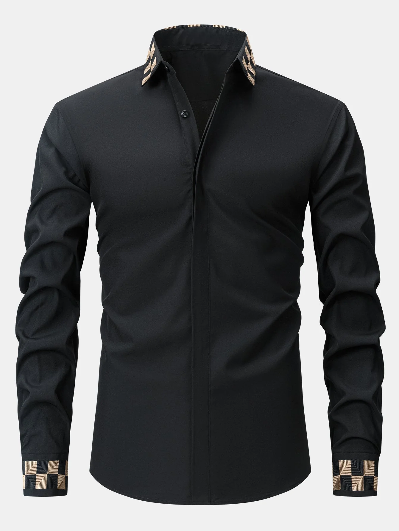Laban® | Long Sleeve Embroidered Hidden Buttons Placket Shirt