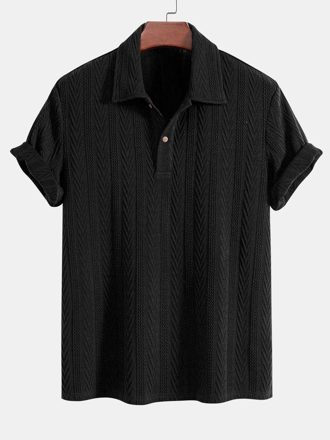 Lachlan® | Knitted Geometric Jacquard Polo Shirt - Image 5
