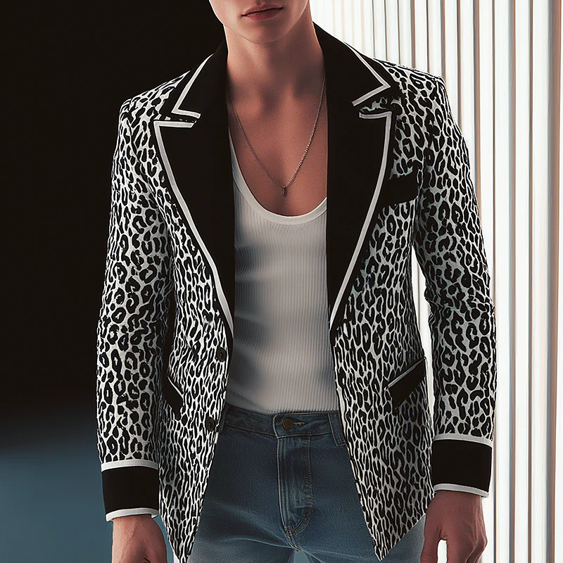 Larry | Men'S Vintage Leopard Print Single Breasted Blazer - Image 2