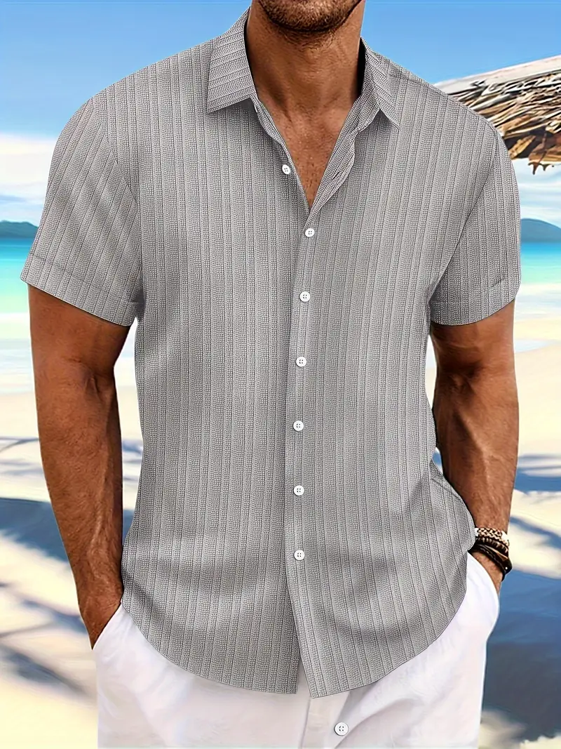 Lary® | Casual, Breathable, Short-Sleeved Shirt With A Loose Striped Pattern - Image 11