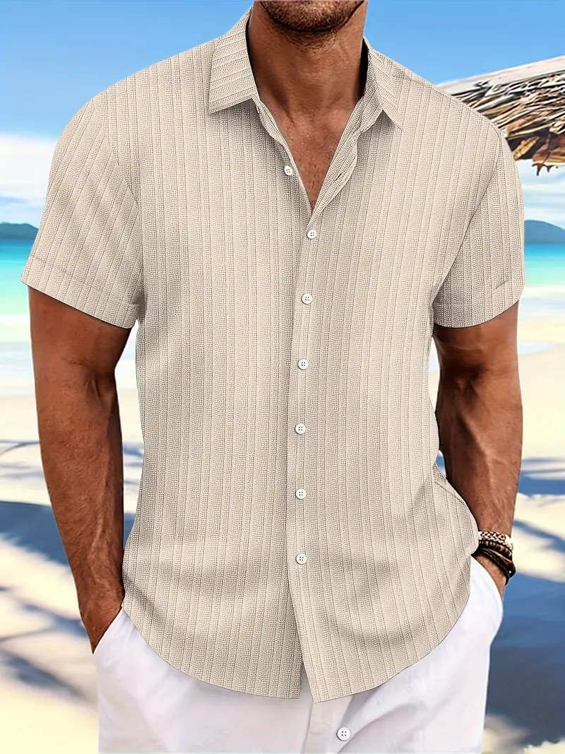 Lary® | Casual, Breathable, Short-Sleeved Shirt With A Loose Striped Pattern - Image 12