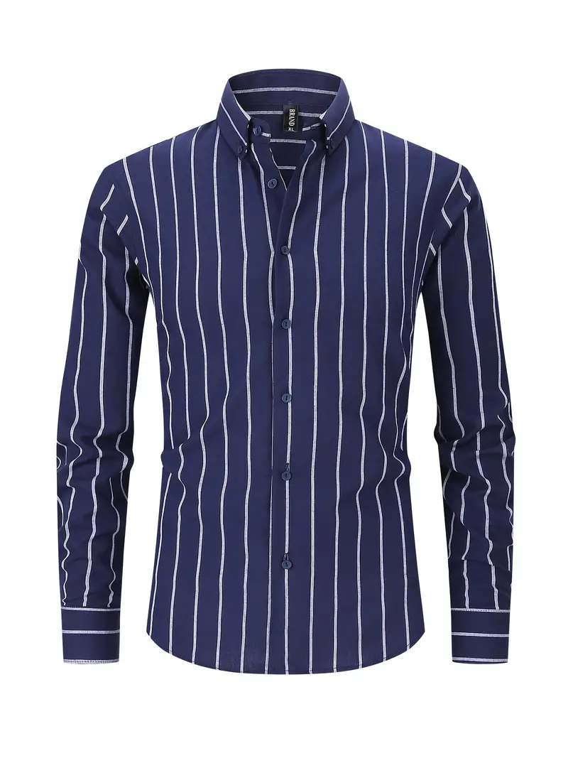 Latham® | Casual Striped Long Sleeve Shirt For Men - Image 7