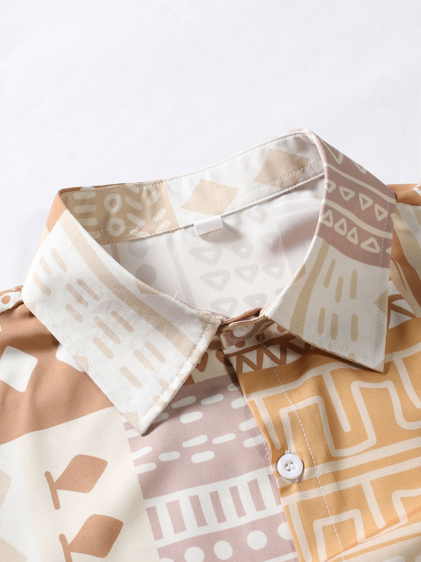Laurence® | Tribal Geometric Patchwork Print Button Up Shirt - Image 3