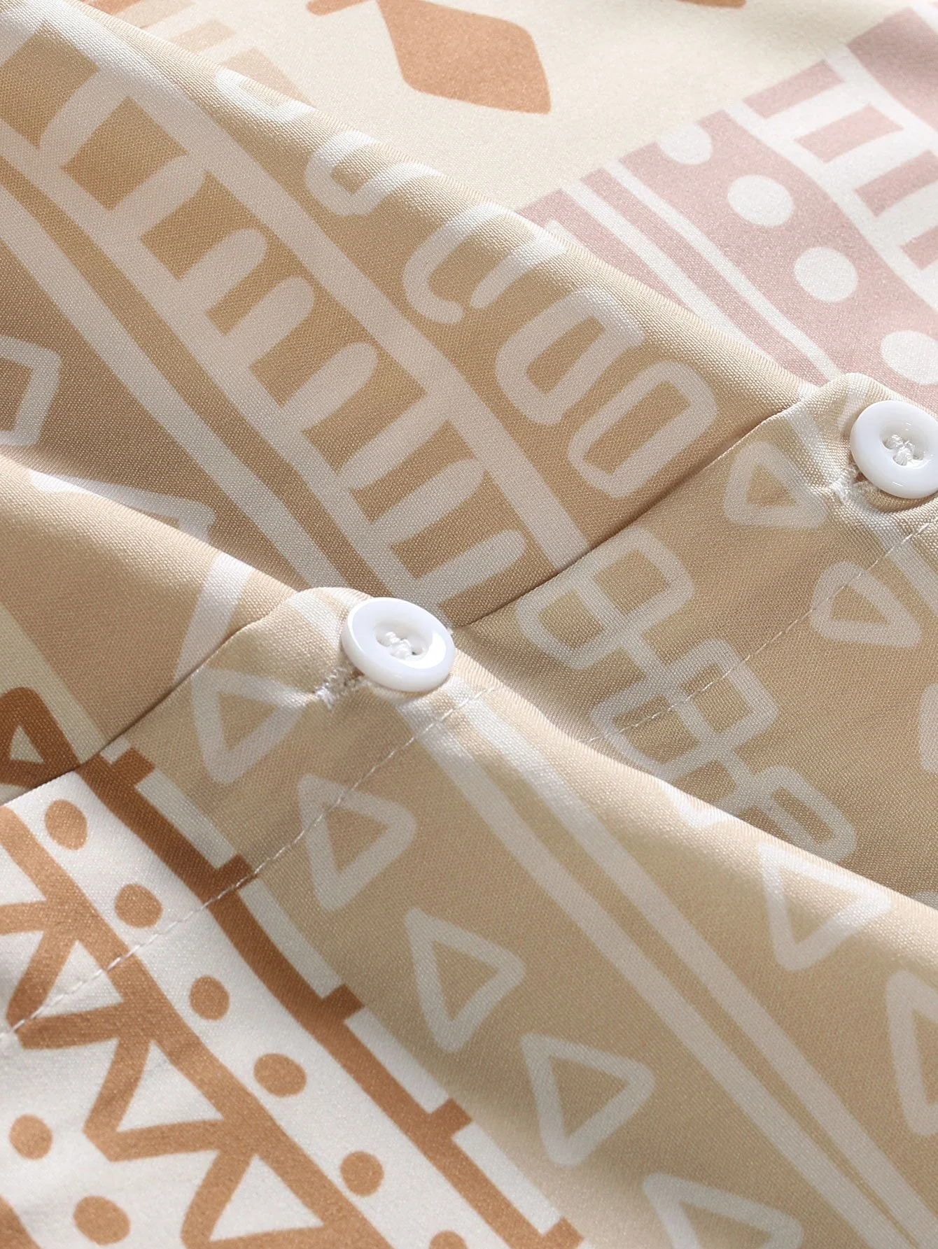 Laurence® | Tribal Geometric Patchwork Print Button Up Shirt - Image 4