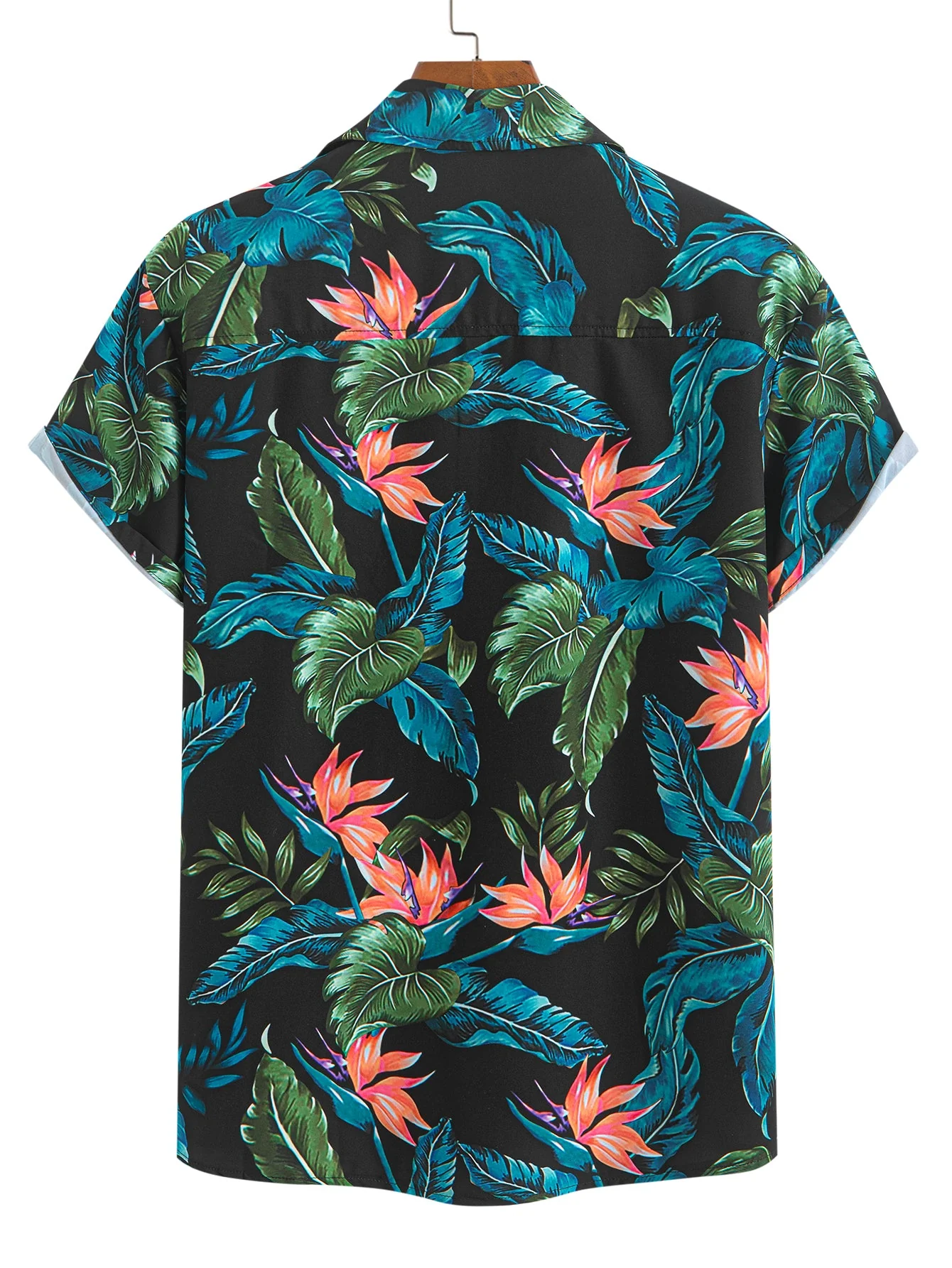 Layton® | Tropical Plants Print Button Up Shirt & Drawstring Swim Shorts - Image 3
