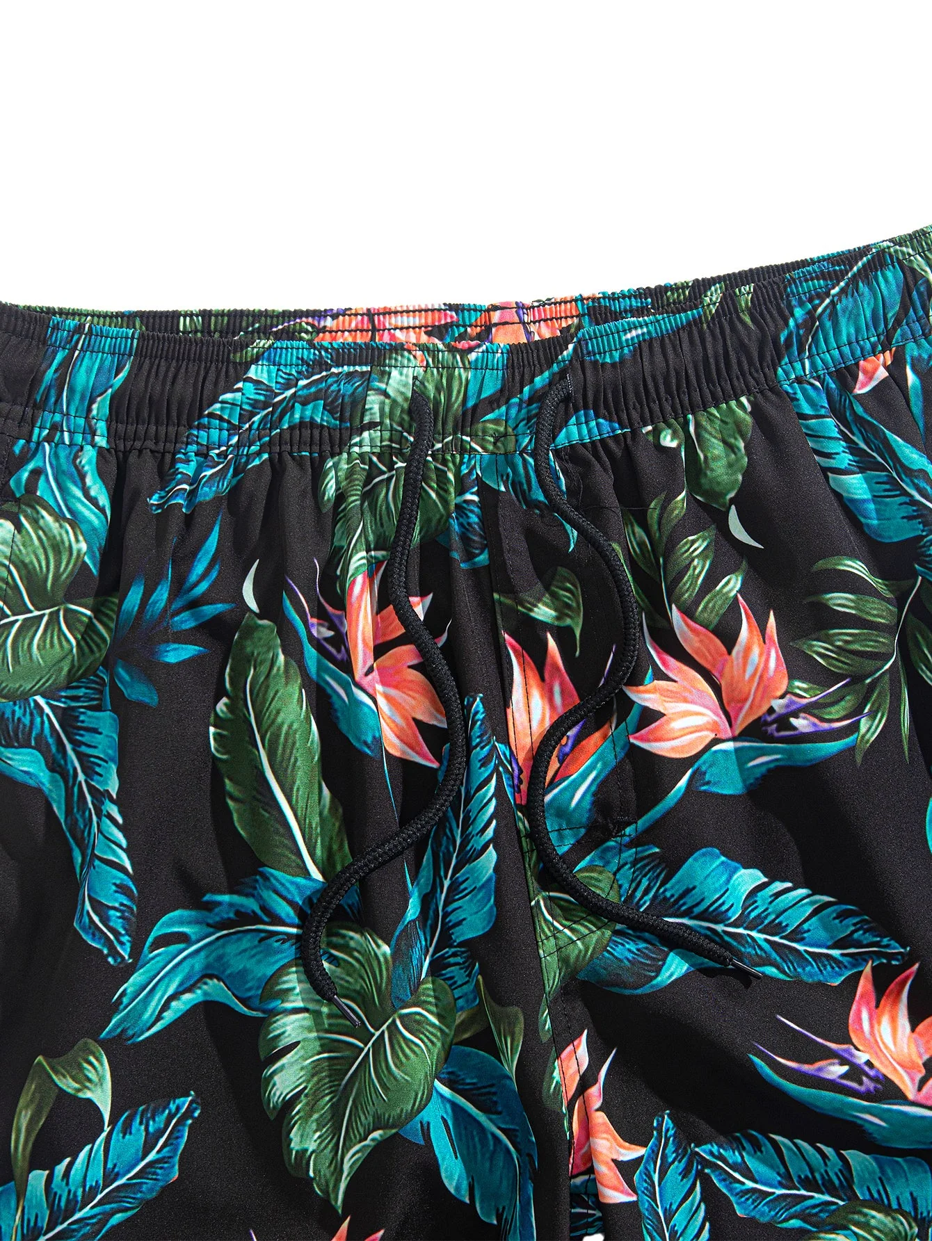 Layton® | Tropical Plants Print Button Up Shirt & Drawstring Swim Shorts - Image 9