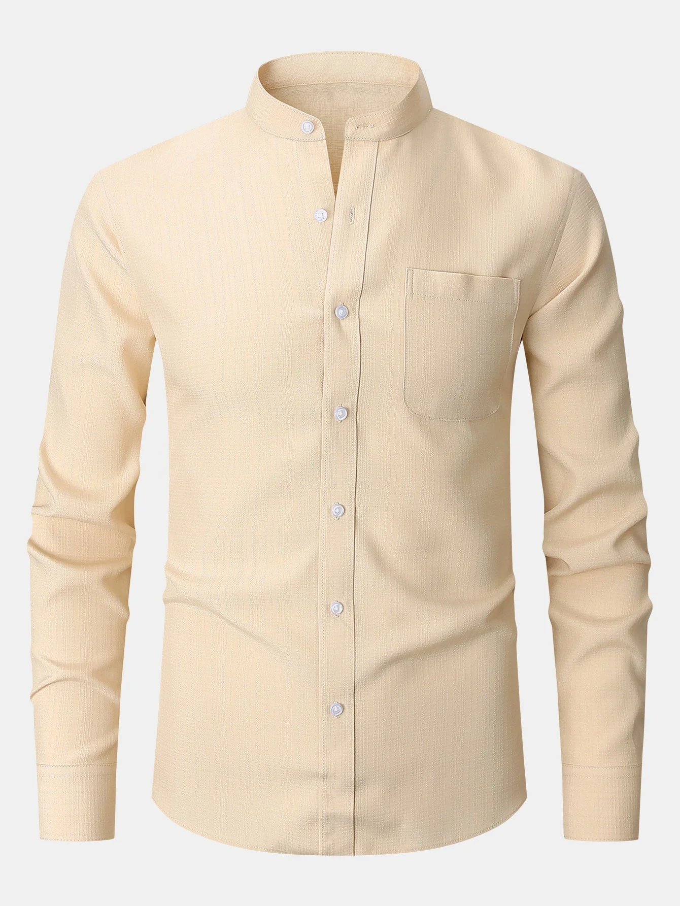 Leandro® | Long Sleeve Textured Stand Collar Shirt - Image 11