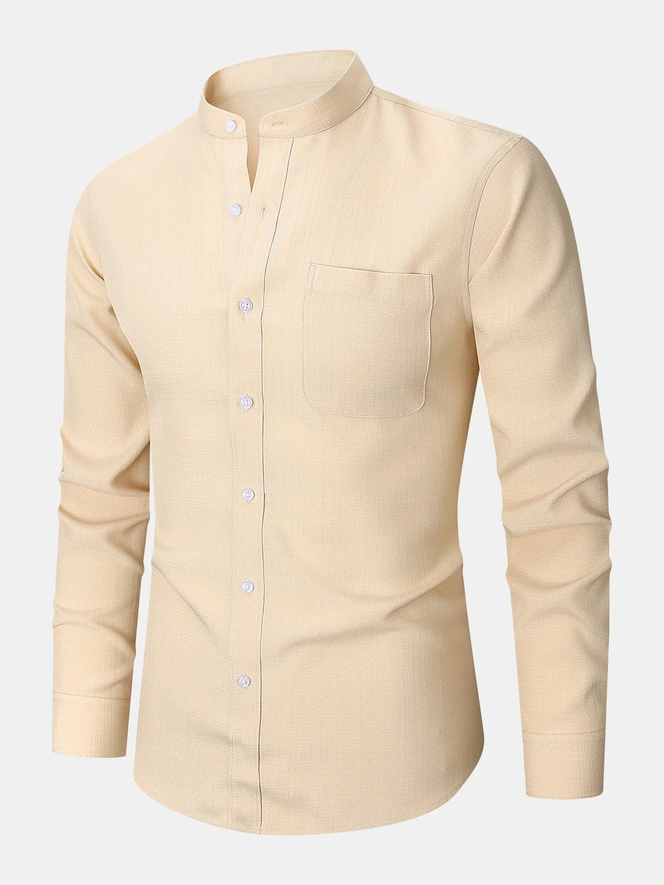 Leandro® | Long Sleeve Textured Stand Collar Shirt - Image 12