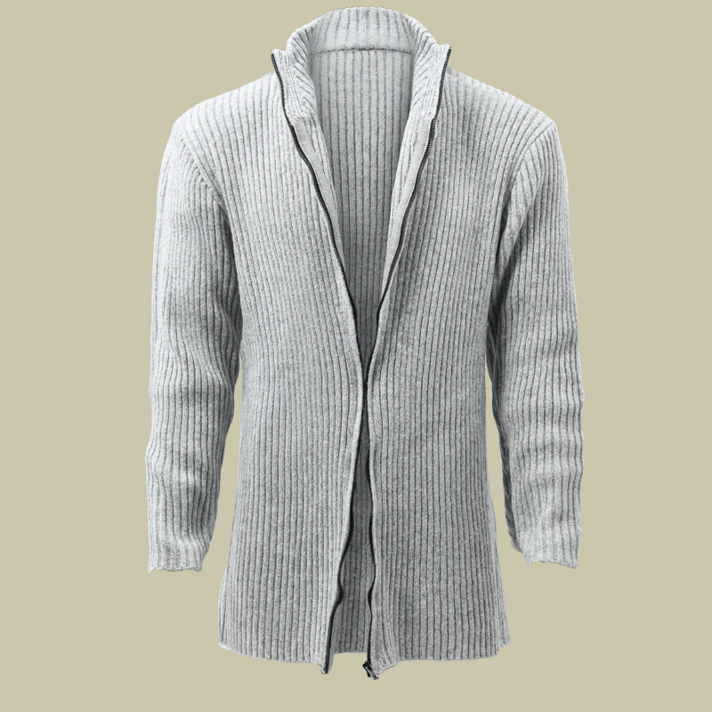 Len | Modern knitted cardigan with stand-up collar and striped pattern - Image 11