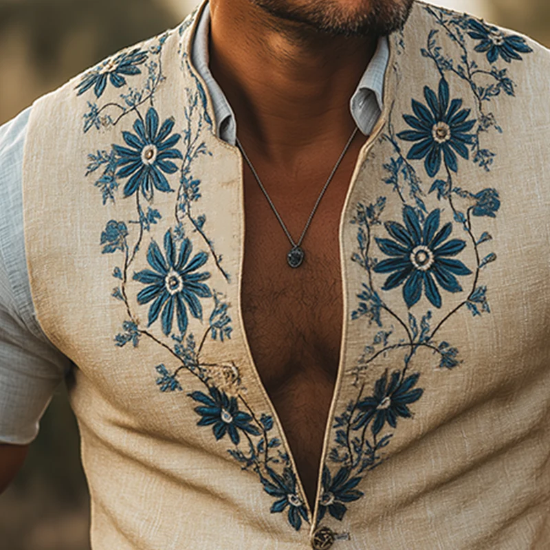 Leo | Men'S Summer Fashion Embroidered Linen Blend Sleeveless Vest - Image 3