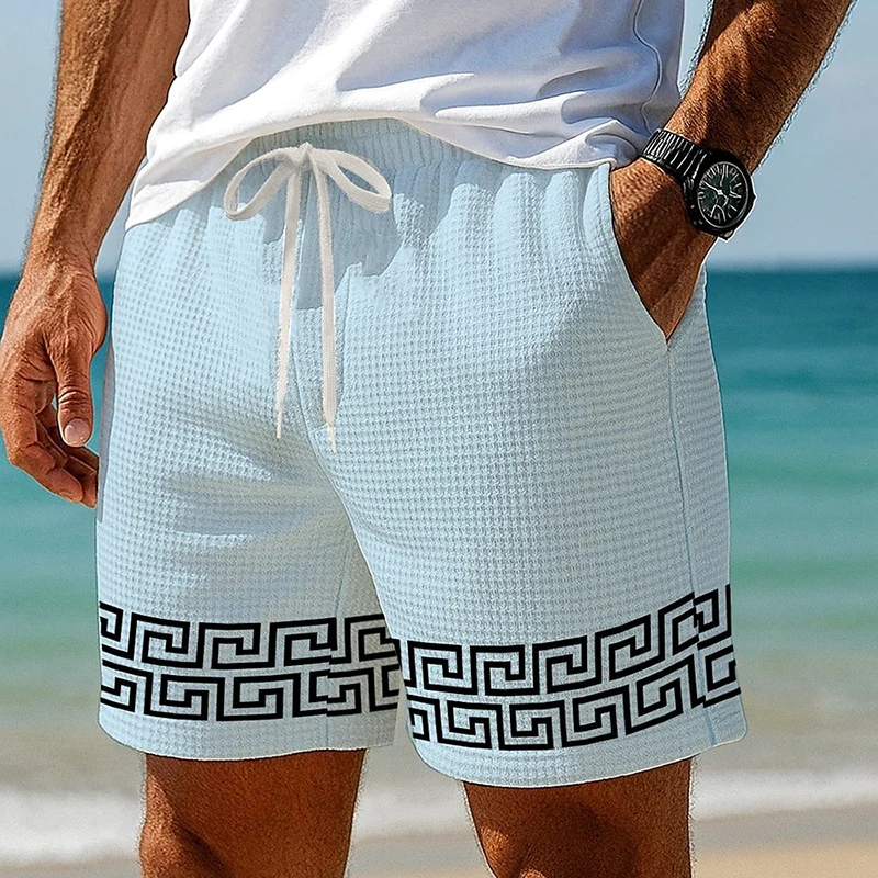 Leo | Men'S Waffle Print Elastic Shorts - Image 4