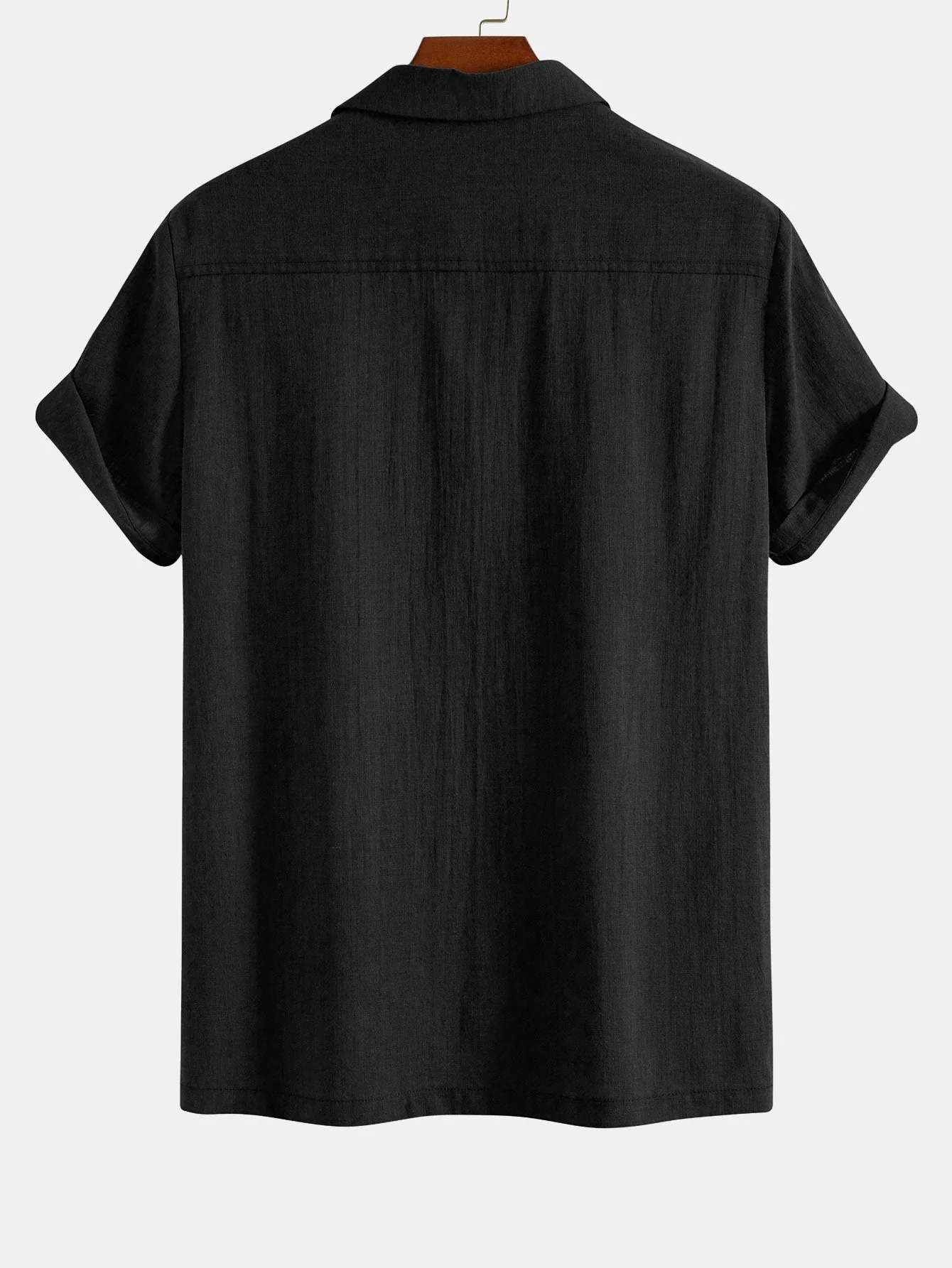 Liberio® | Geometric Rhombus Print Linen Look Patchwork Bowling Shirt - Image 2