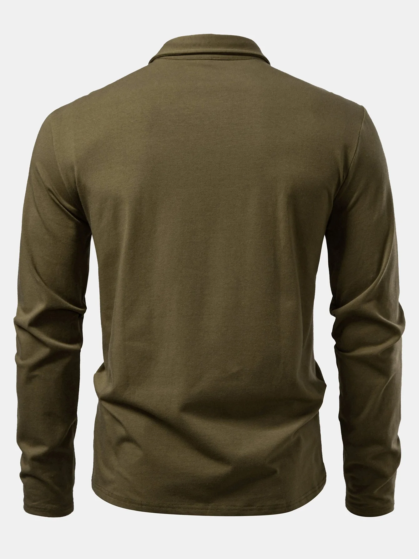 Livio® | Solid Long Sleeve Cotton Polo Shirt - Image 4