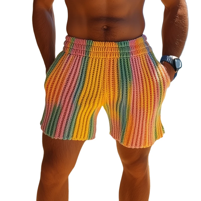 Lloyd | Men'S Spring And Summer Fashion Casual Rainbow Elastic Waist Knitted Shorts