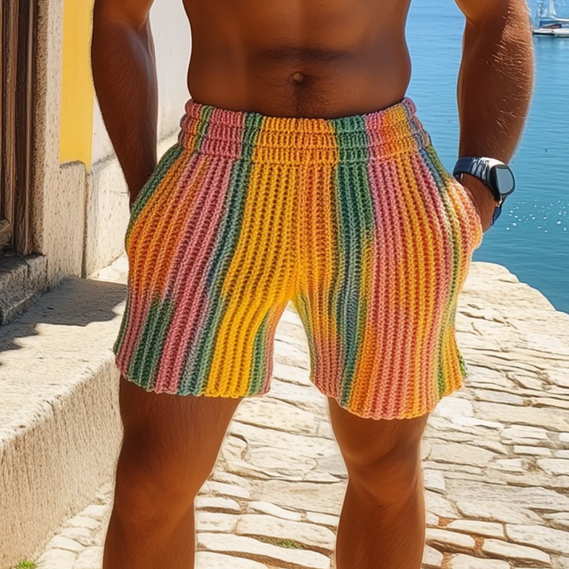Lloyd | Men'S Spring And Summer Fashion Casual Rainbow Elastic Waist Knitted Shorts - Image 2