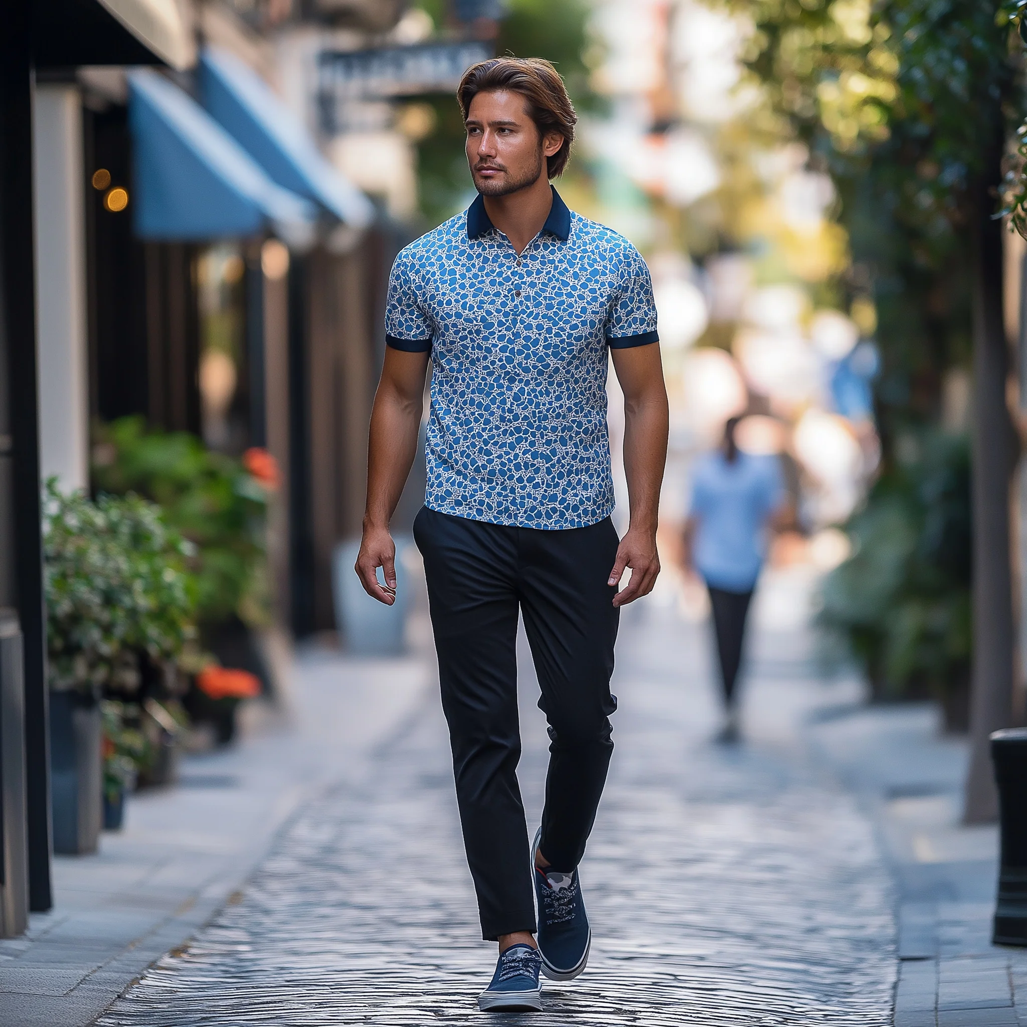 Lloyd | Men'S Summer Fashion Printed Blended Short Sleeve Polo Shirt - Image 4