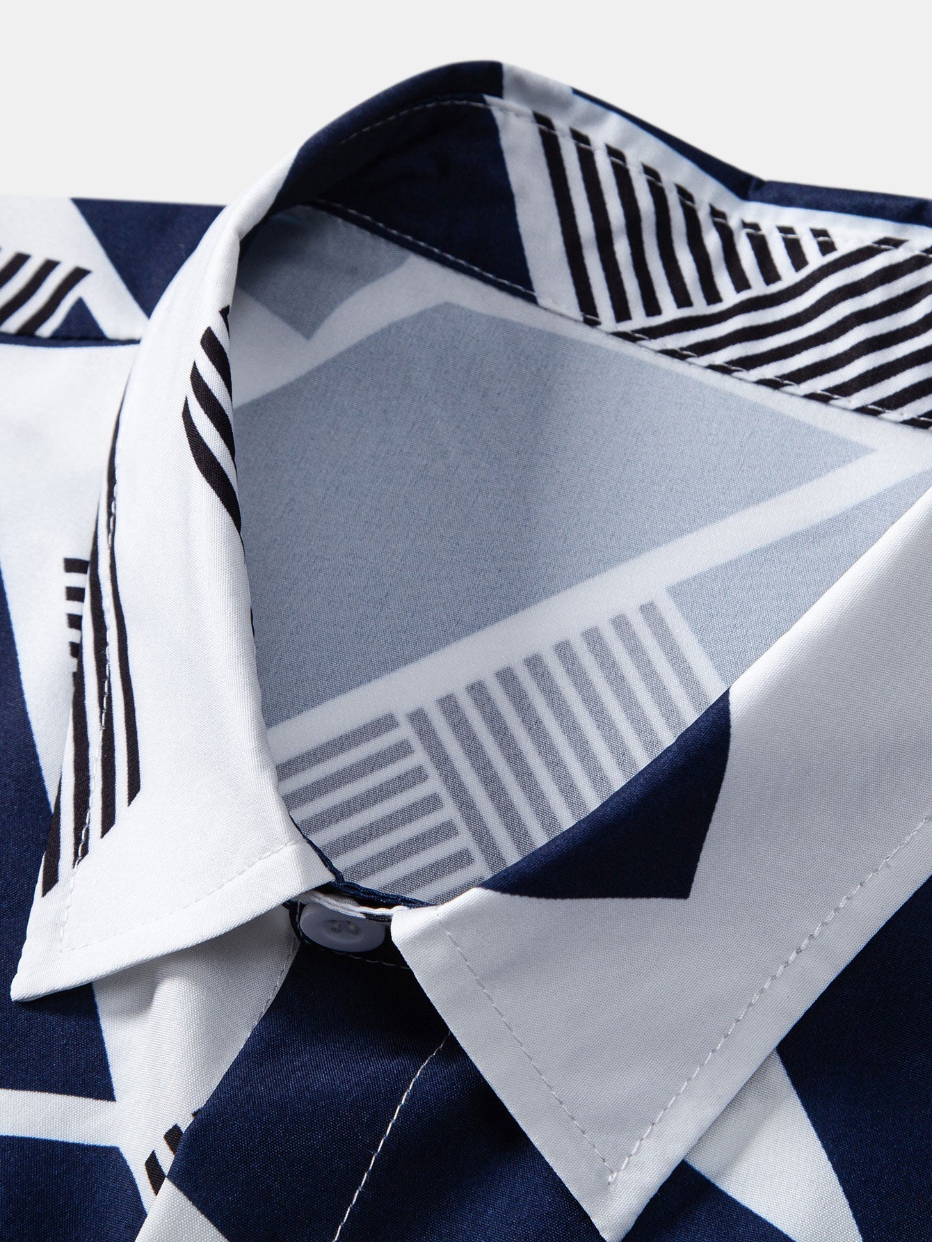 Lorenzo® | Color Block Geometry Print Button Up Shirt & Straight Leg Ribbed Pants - Image 8