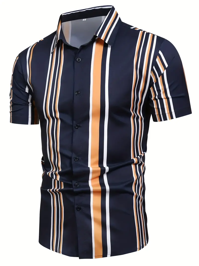 Lori® | Striped Short Sleeve Button For Men - Image 3