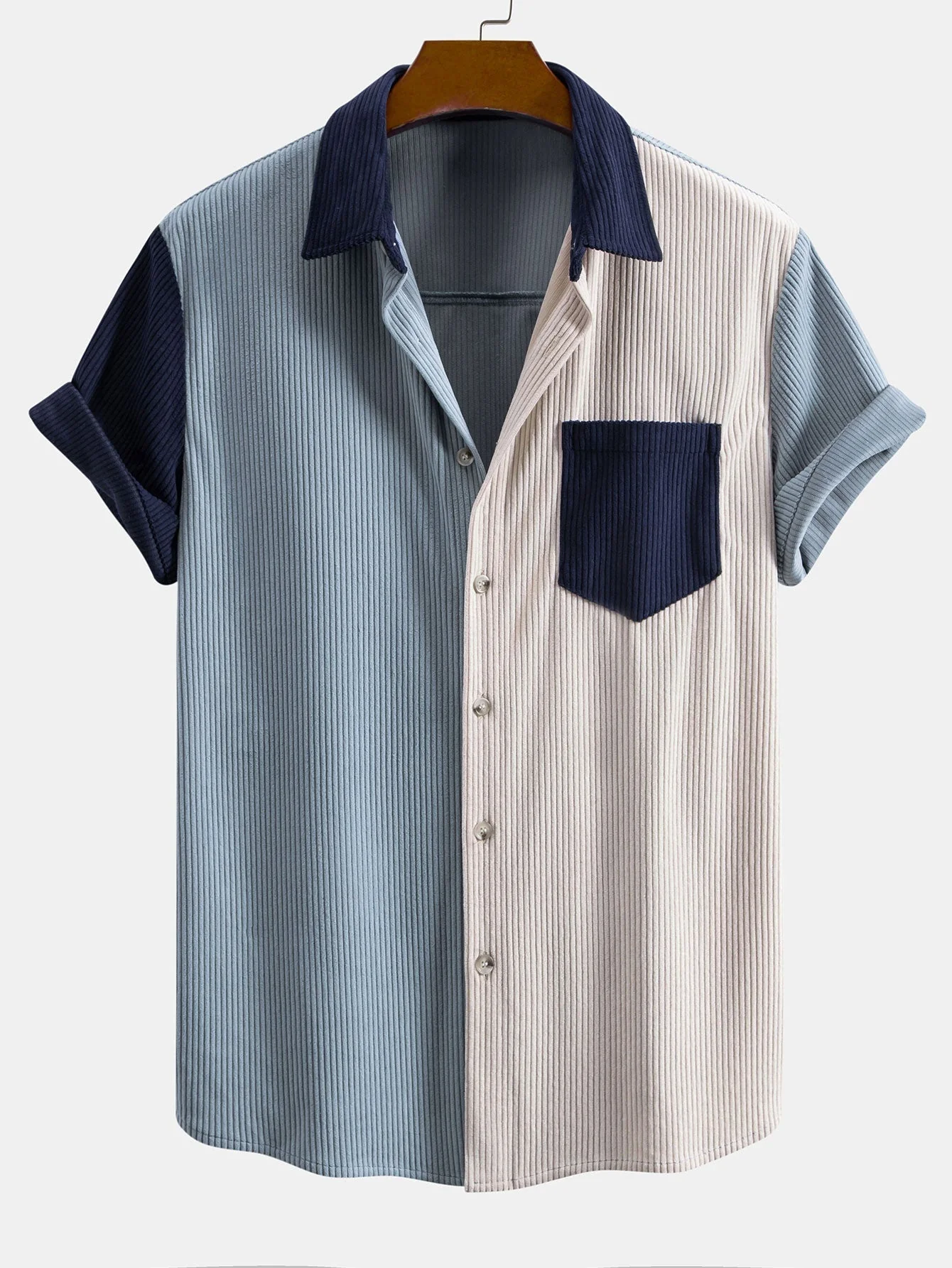 Lot® | Short Sleeve Corduroy Patchwork Shirt