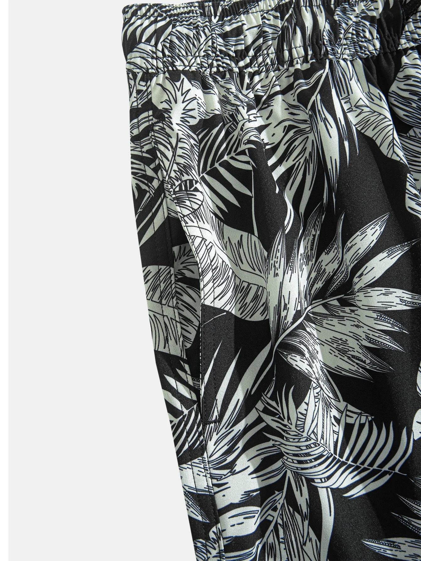 Luca® | Tropical Plants Print Button Up Shirt & Drawstring Swim Shorts - Image 10