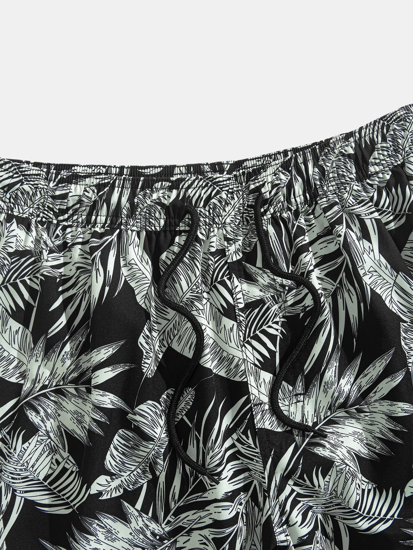 Luca® | Tropical Plants Print Button Up Shirt & Drawstring Swim Shorts - Image 9
