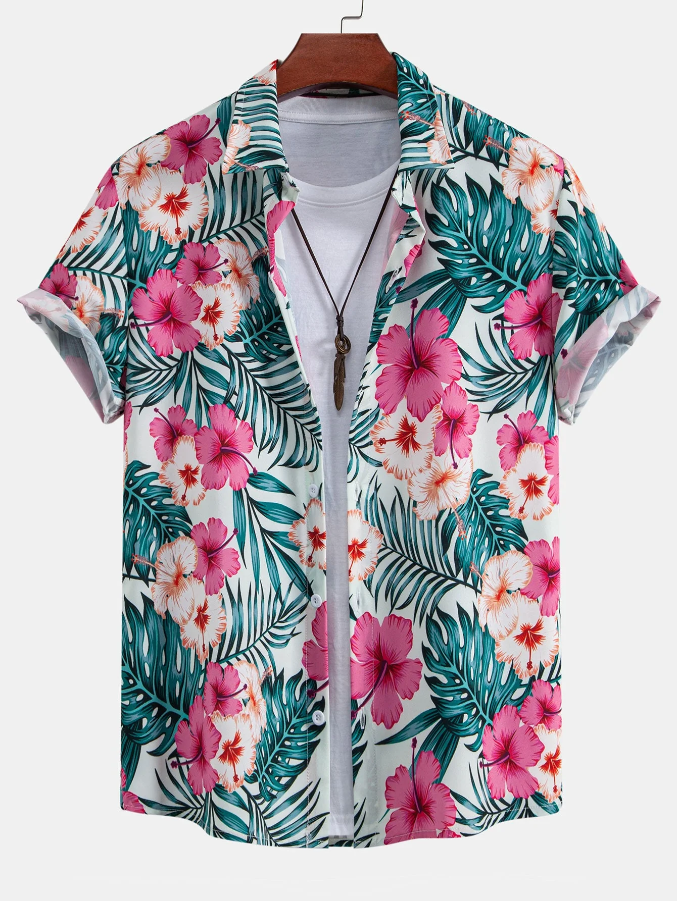 Lucas® | Tropical Flowers Print Button Up Shirt & Zip Pocket Swim Shorts - Image 2