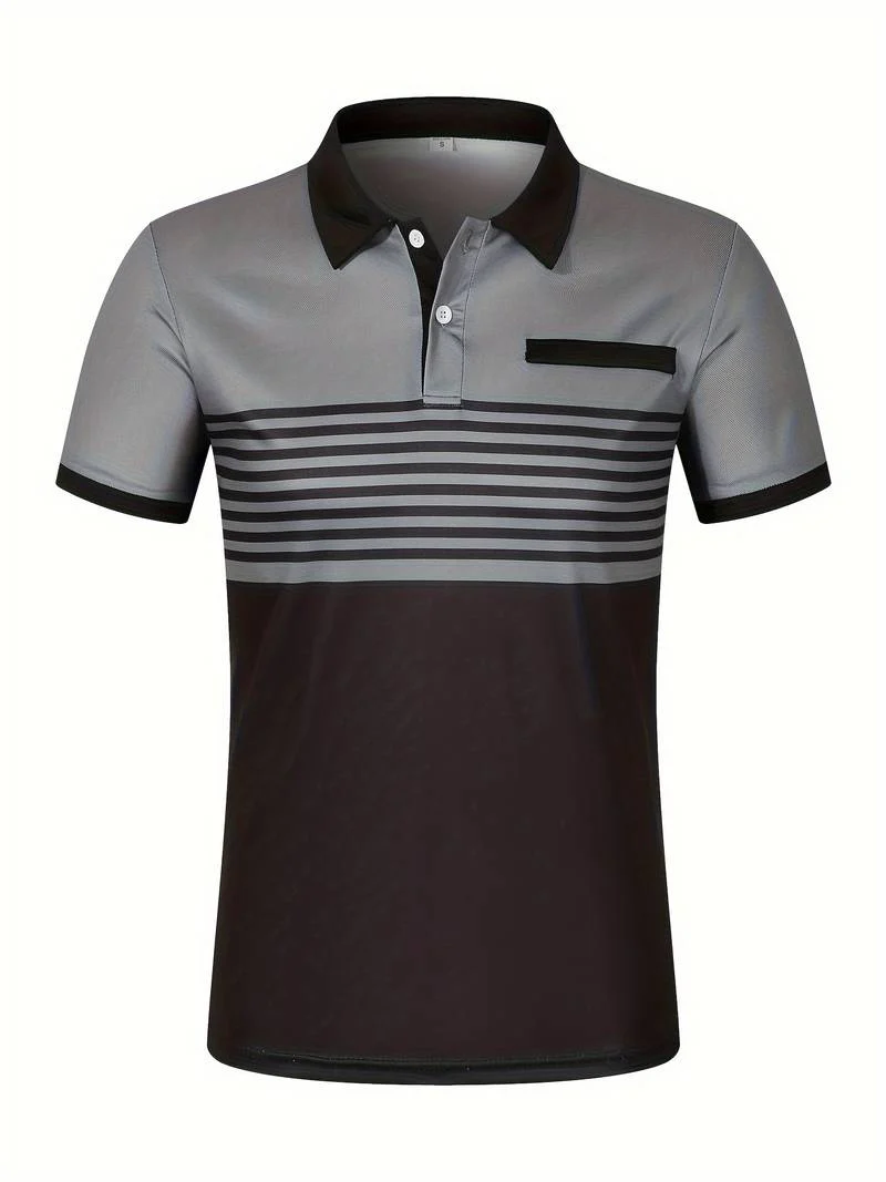 Lucie® | Casual Short Sleeve Stripe Polo Shirt For Men - Image 17