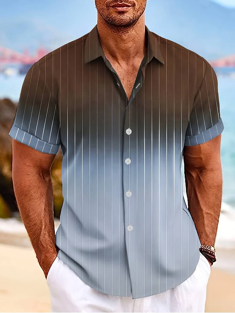 Lucrecia® | Short-Sleeved Gradient Button-Down Shirt For Men - Image 11