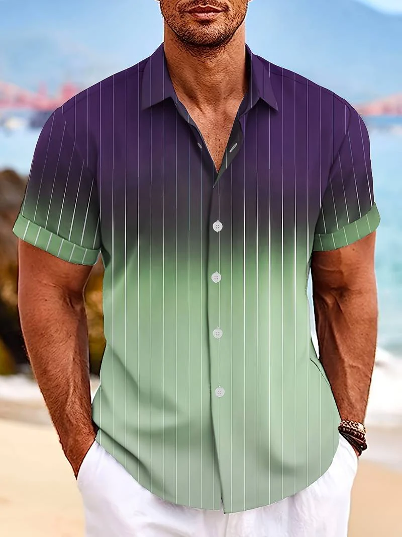 Lucrecia® | Short-Sleeved Gradient Button-Down Shirt For Men - Image 14