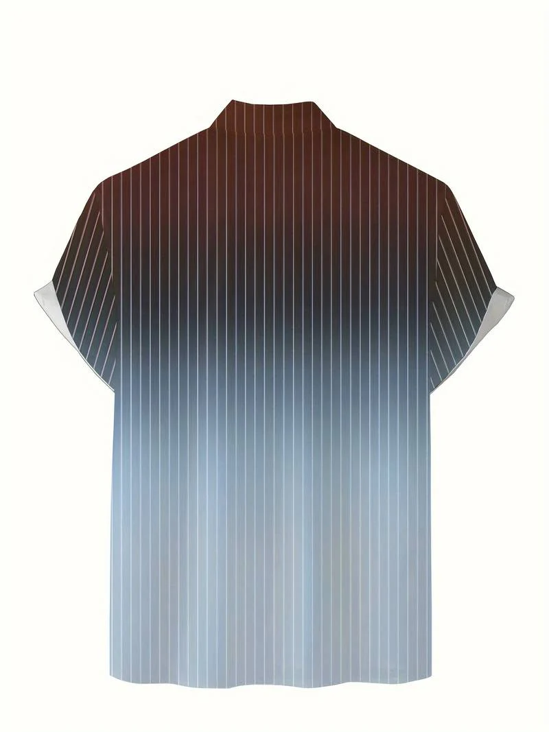 Lucrecia® | Short-Sleeved Gradient Button-Down Shirt For Men - Image 2